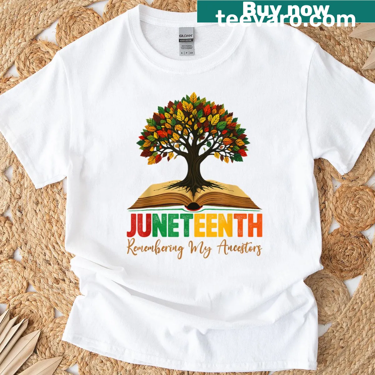 Cute Juneteenth shirt honoring ancestors with playful text. — on a men's t-shirt