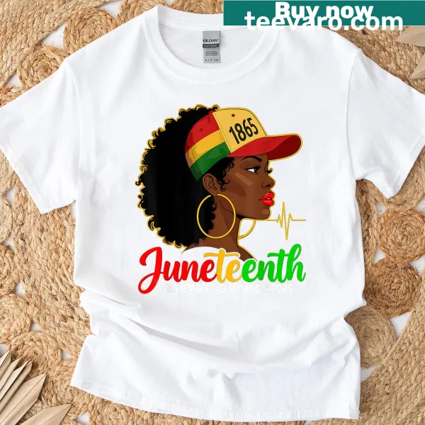 Juneteenth t-shirt for women celebrating natural hair and cultural heritage.