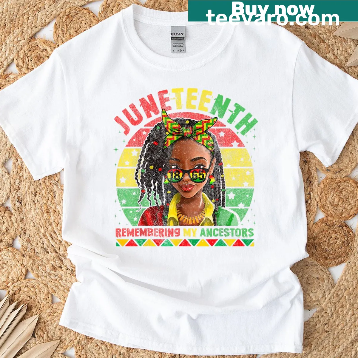 Vintage-style T-shirt honoring Juneteenth with sentimental text — on a men's t-shirt