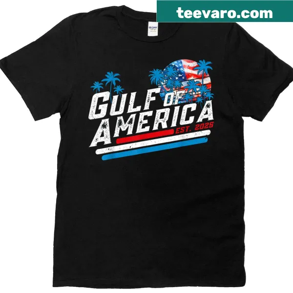 American flag design with 'Gulf Of USA America Est 2025' text