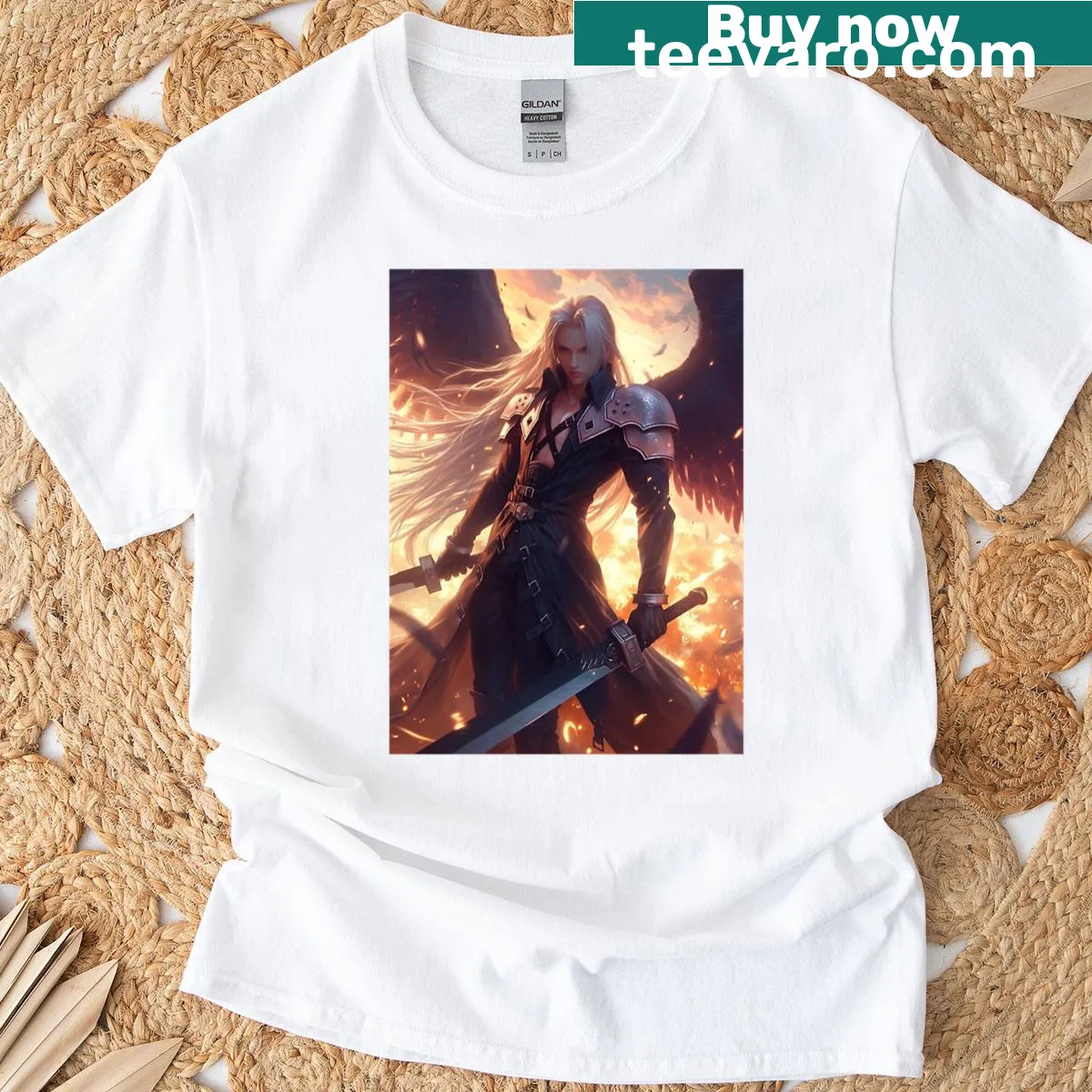 Sepiroth T-shirt featuring an illustration of the iconic character. — on a men's t-shirt