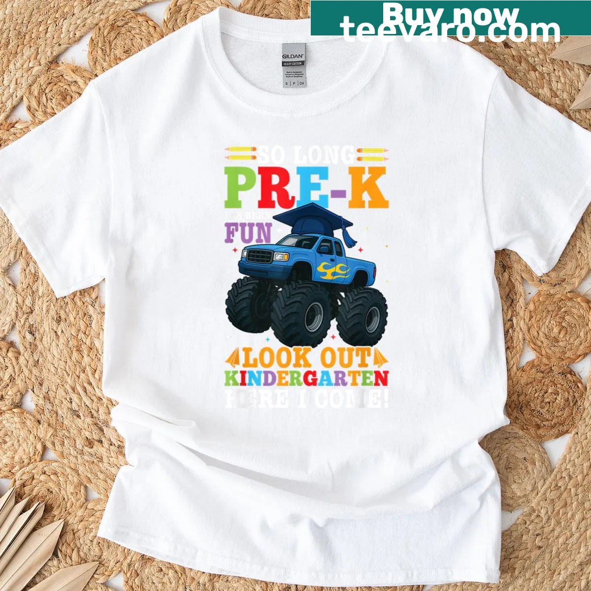 Playful graduation text for preschool on a t-shirt — on a men's t-shirt