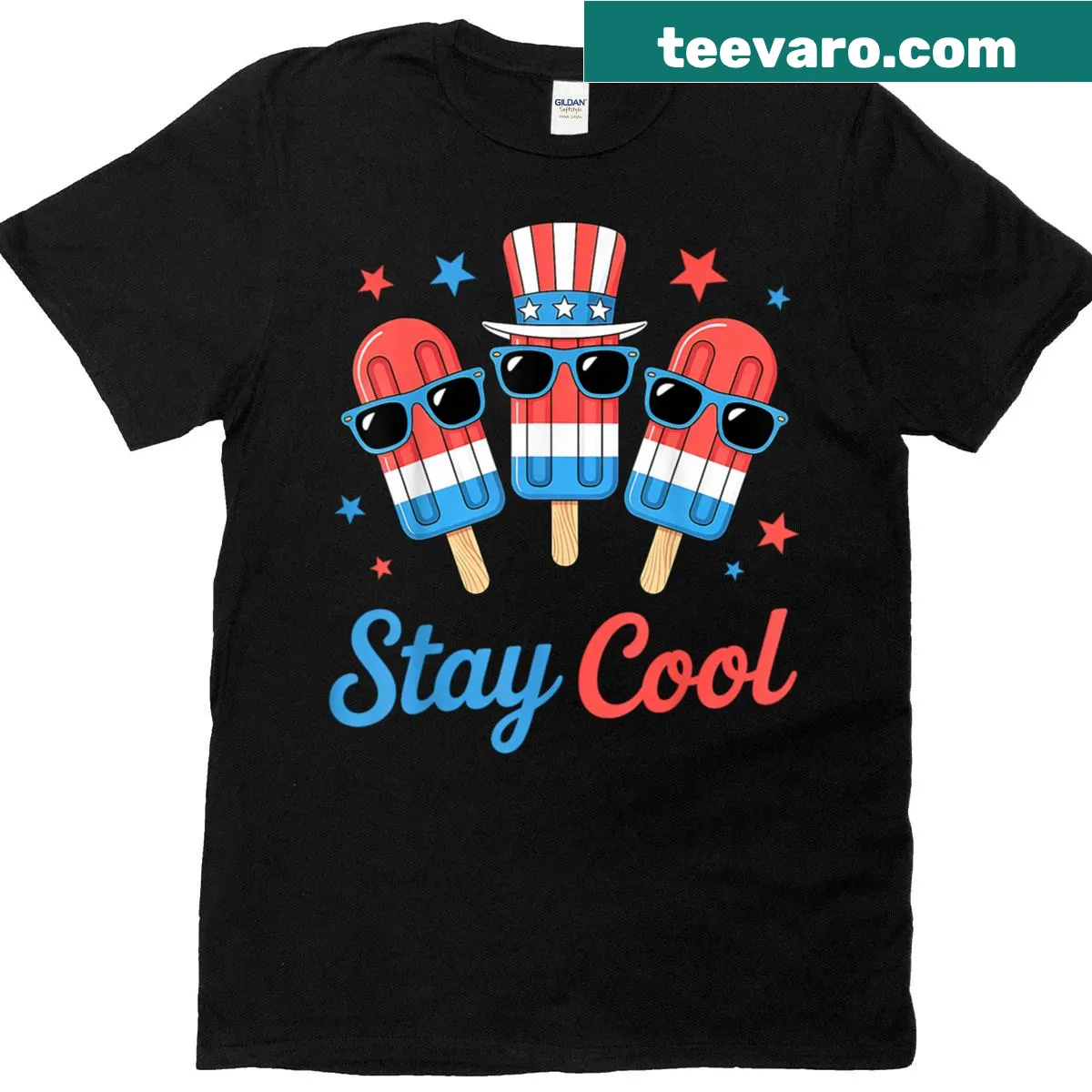 Popsicle graphic with USA flag design on kids' T-shirt — on a men's t-shirt