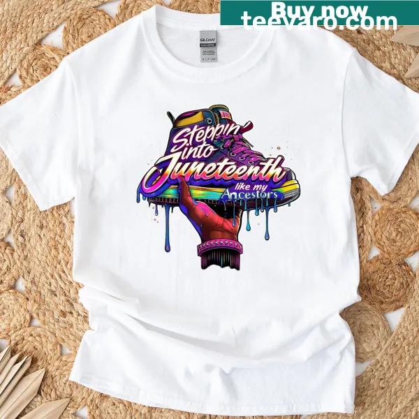 Graphic T-shirt for kids celebrating Juneteenth with Afro girls