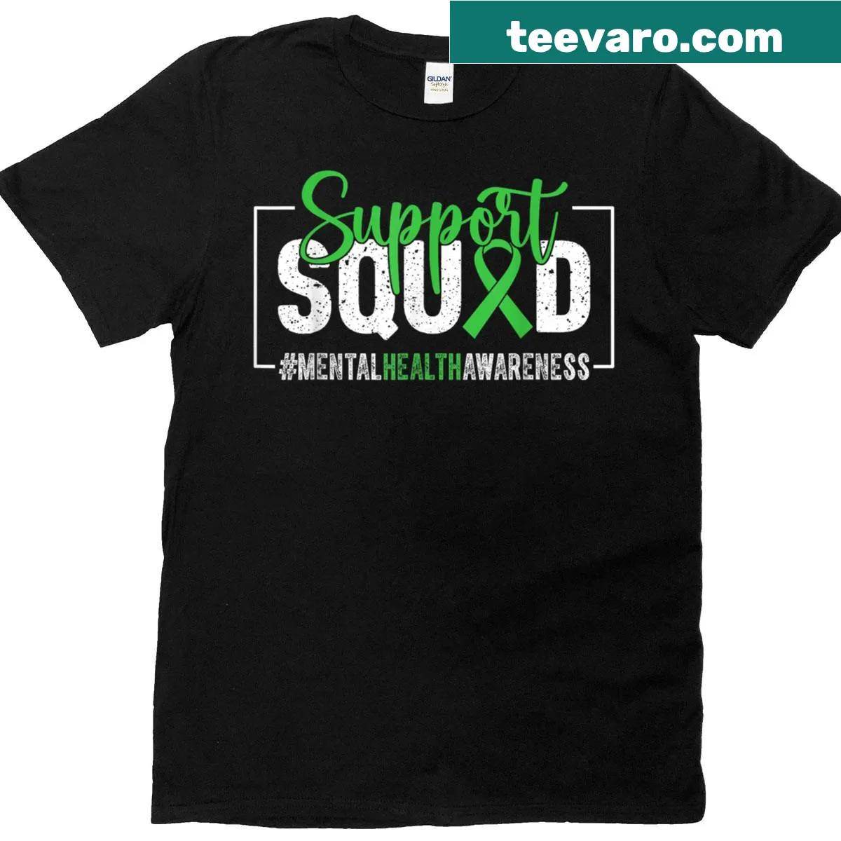 T-shirt with mental health awareness ribbon design — on a men's t-shirt
