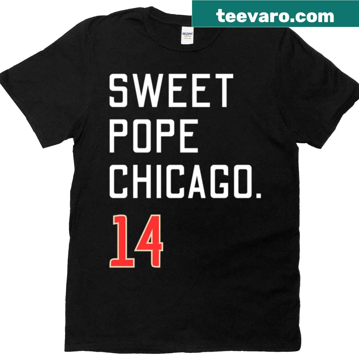Funny cartoon t-shirt featuring Pope Leo XIV with humorous text — on a men's t-shirt