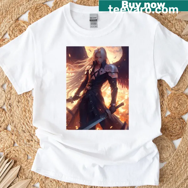 Cartoon swordsman t-shirt with whimsical design