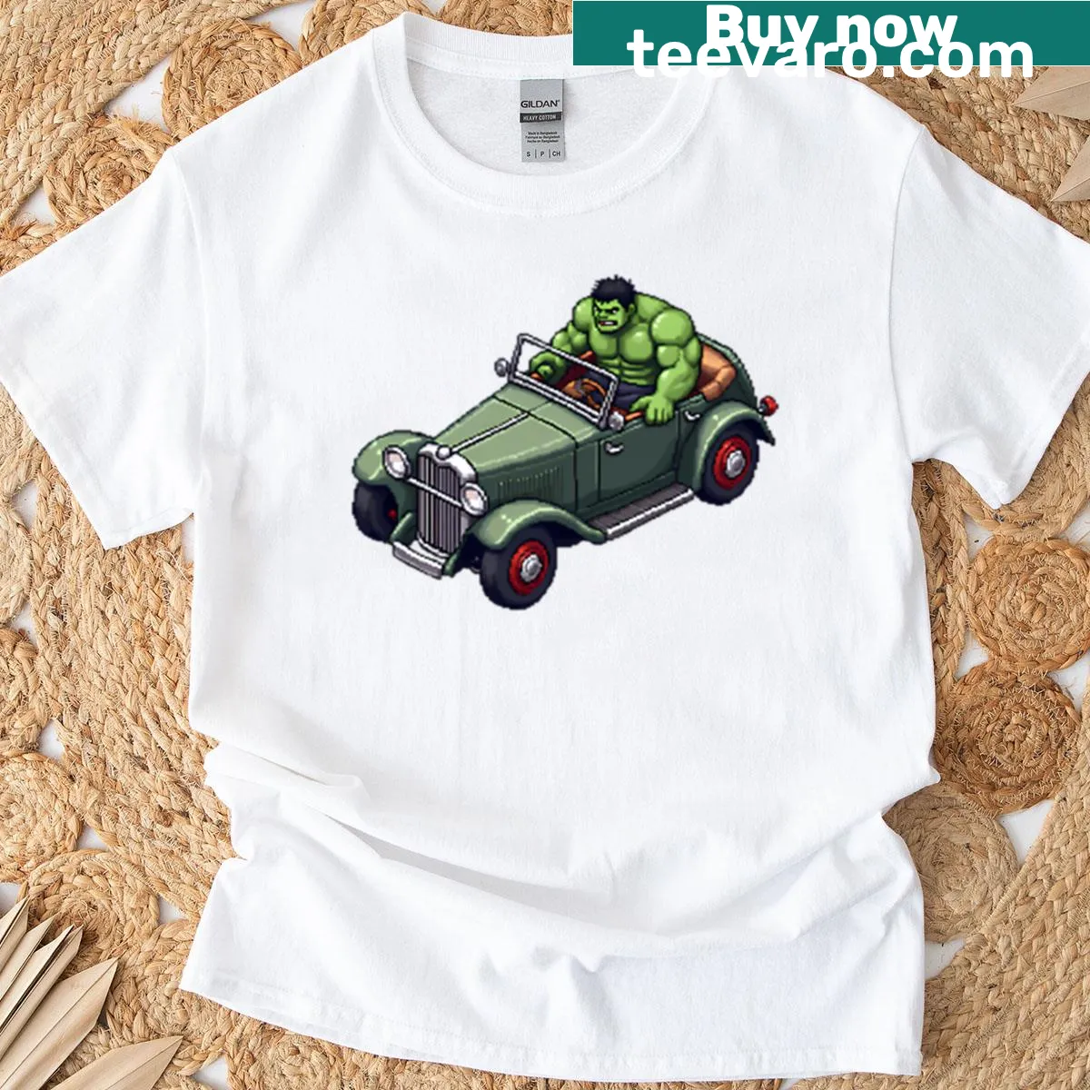 Humorous tee with the phrase The Green Driver in playful typography — on a men's t-shirt