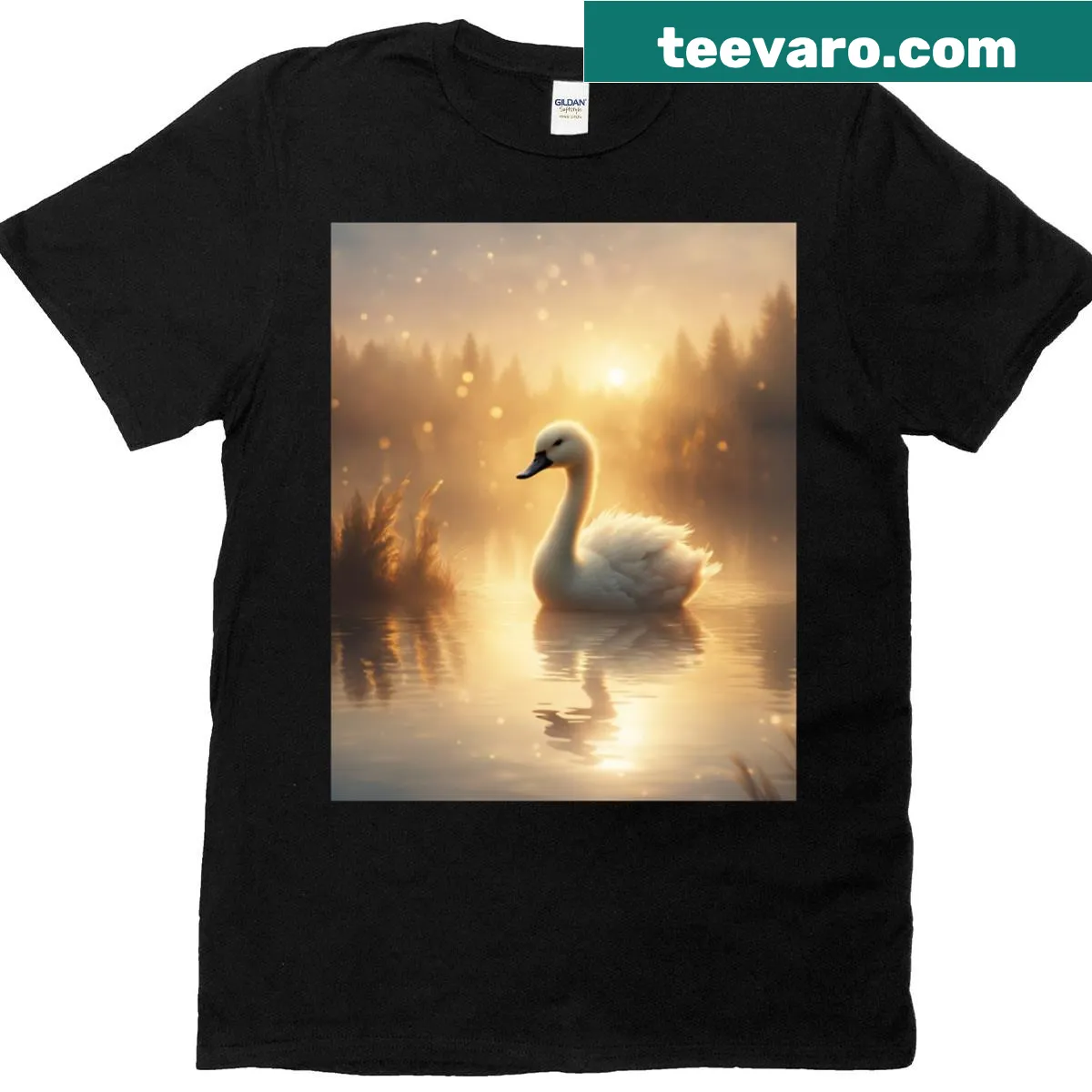 Graphic t-shirt depicting the story of the Ugly Duckling — on a men's t-shirt