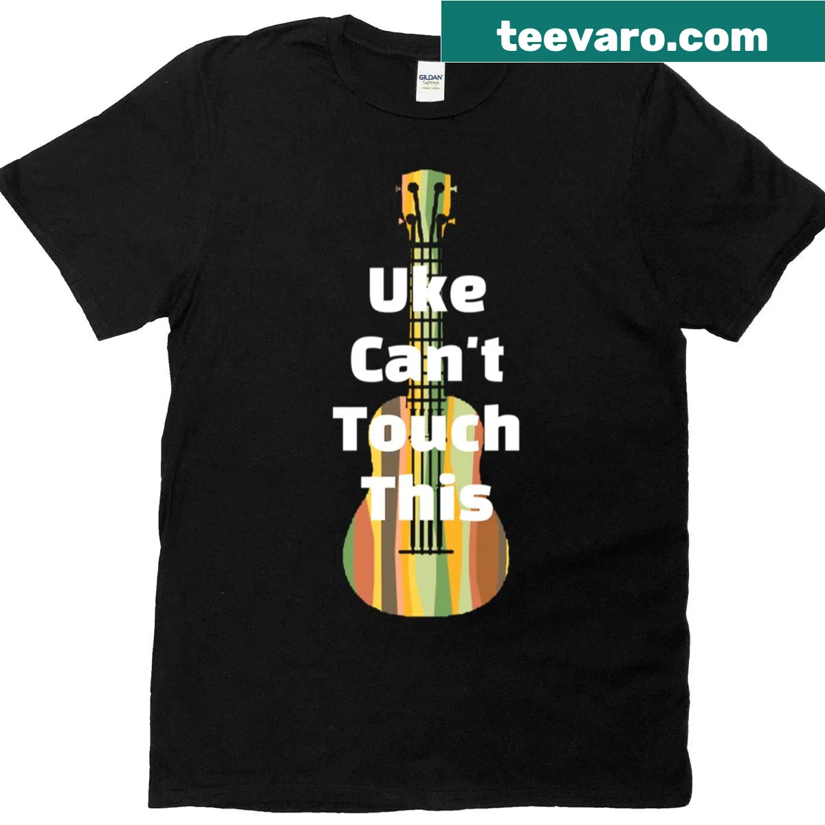 Playful text graphic celebrating ukulele music — on a men's t-shirt
