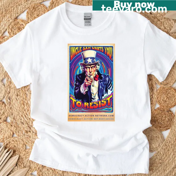 Patriotic T-shirt with 'Uncle Sam Wants You To Resist' text