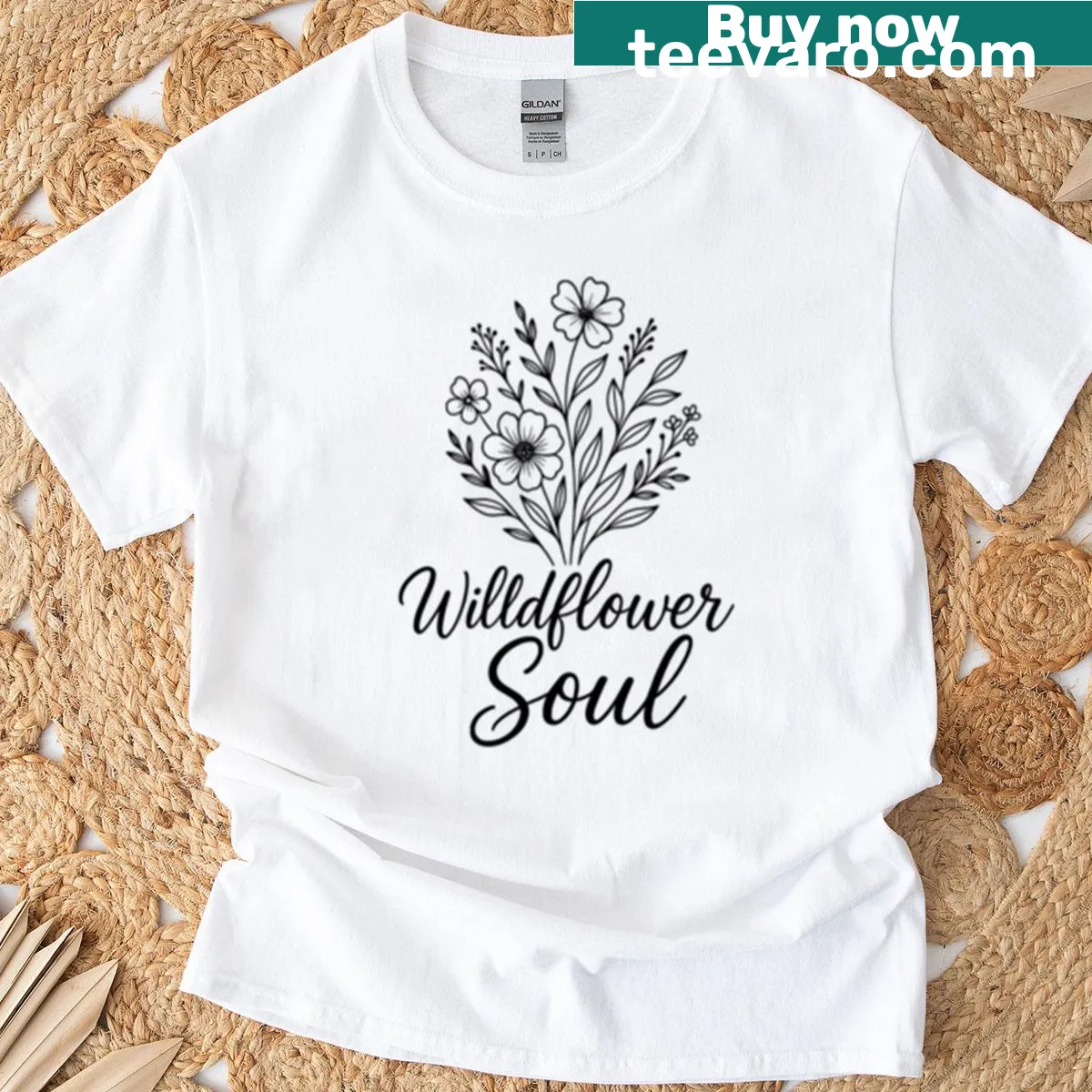 T-shirt featuring enchanting wildflower graphic — on a men's t-shirt