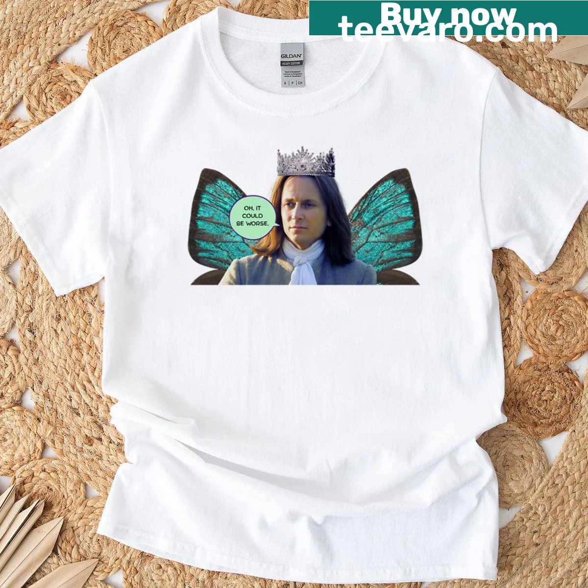 Oversized T-shirt with a butterfly illustration — on a men's t-shirt