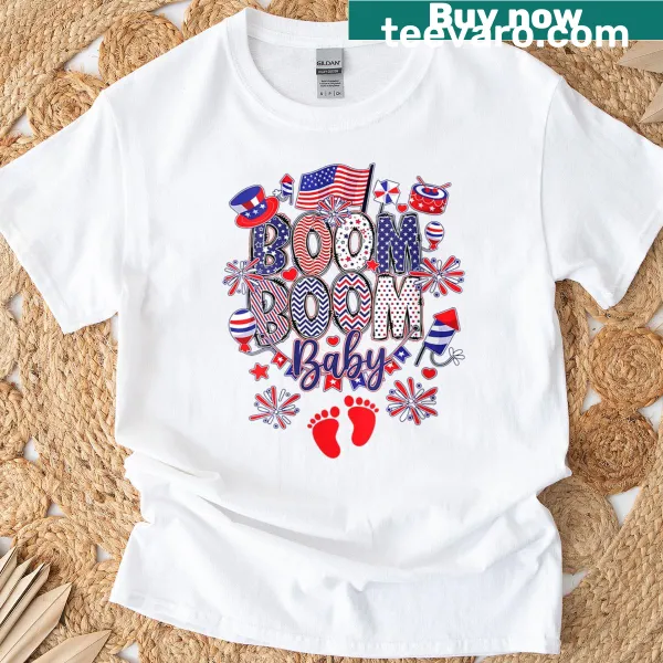 4th of July pregnancy reveal T-shirt with playful design