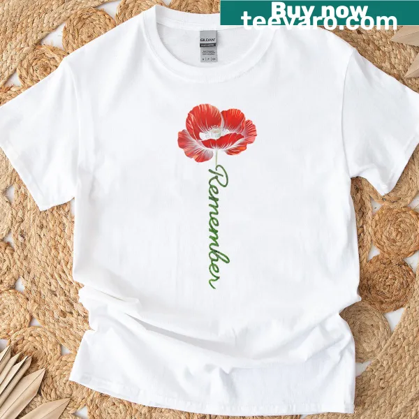 Poppy flower graphic T-shirt with emotional theme