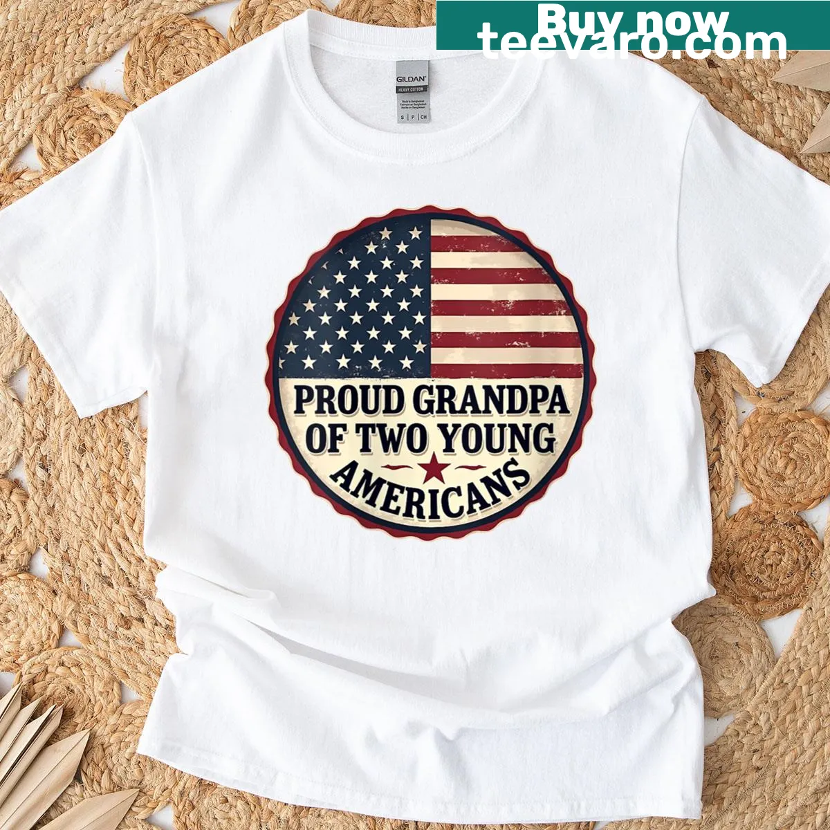 Typography Proud Grandpa t-shirt for loving grandfathers — on a men's t-shirt