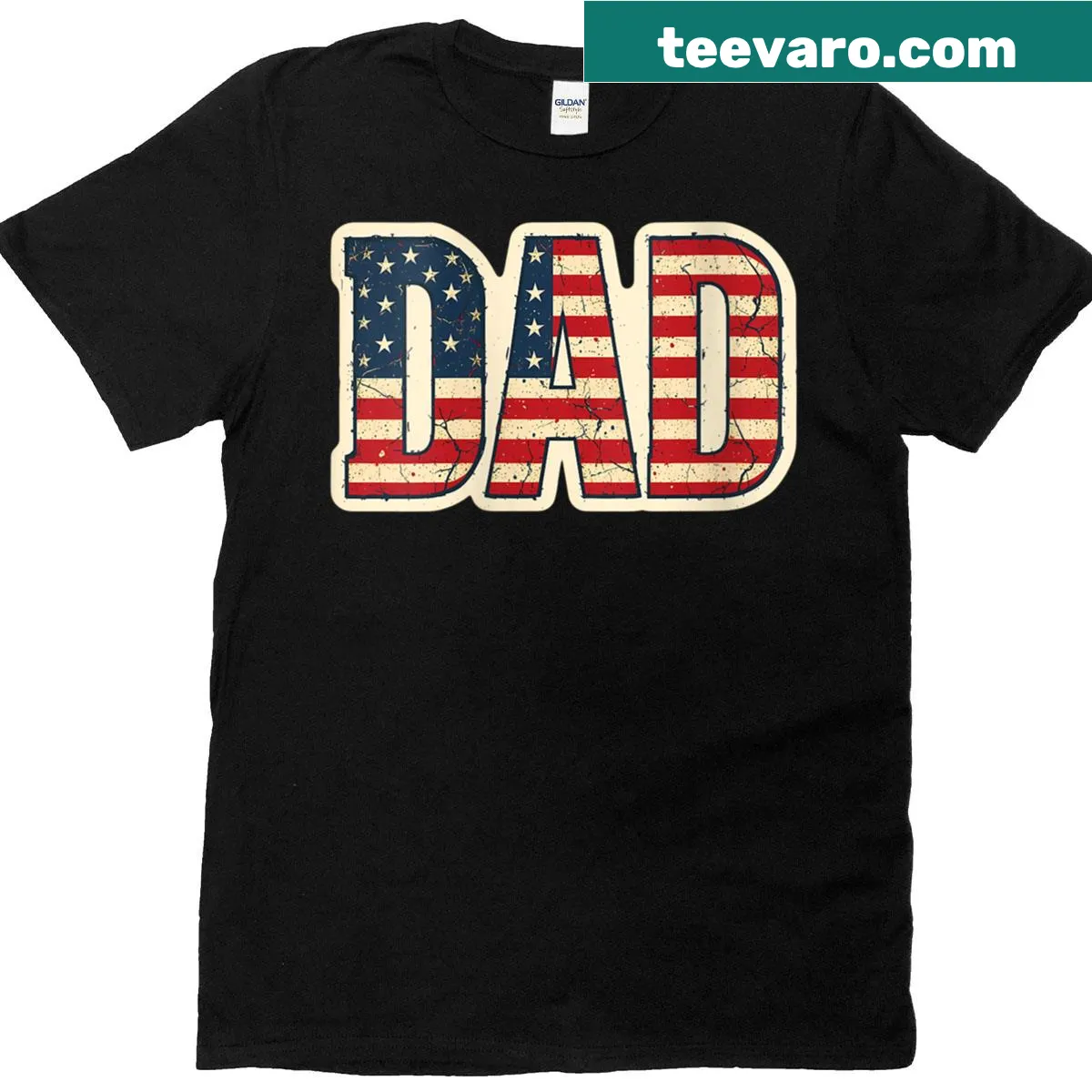 Vintage-style t-shirt honoring American dads for Father's Day and July 4th — on a men's t-shirt
