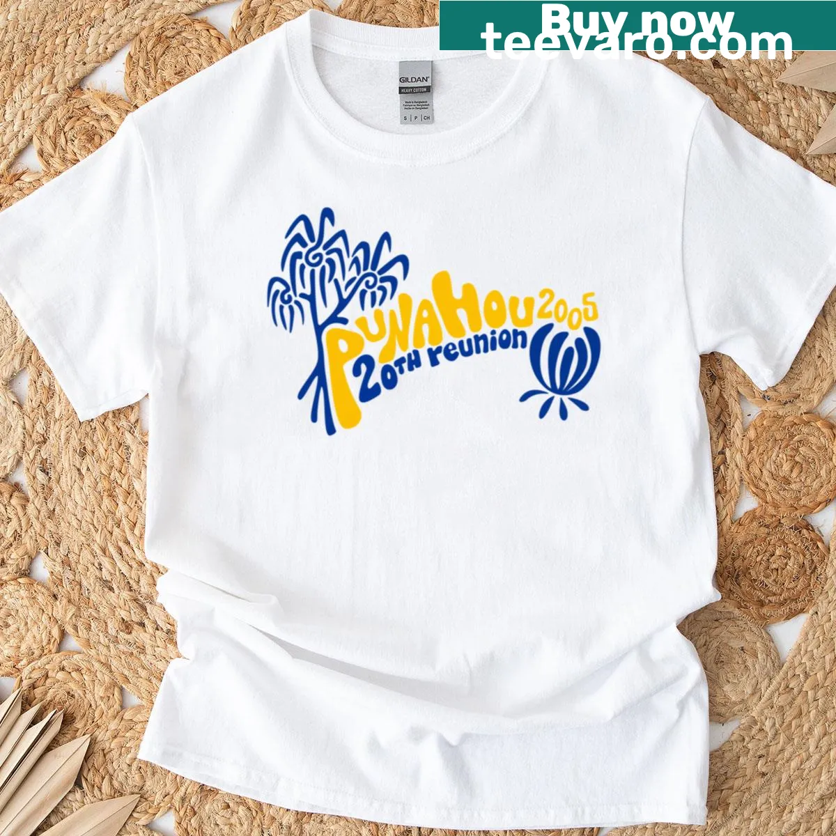 Vintage-style oversized t-shirt celebrating a 20th reunion — on a men's t-shirt
