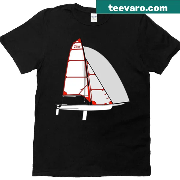 Minimalist silhouette of a 29er sailboat T-shirt