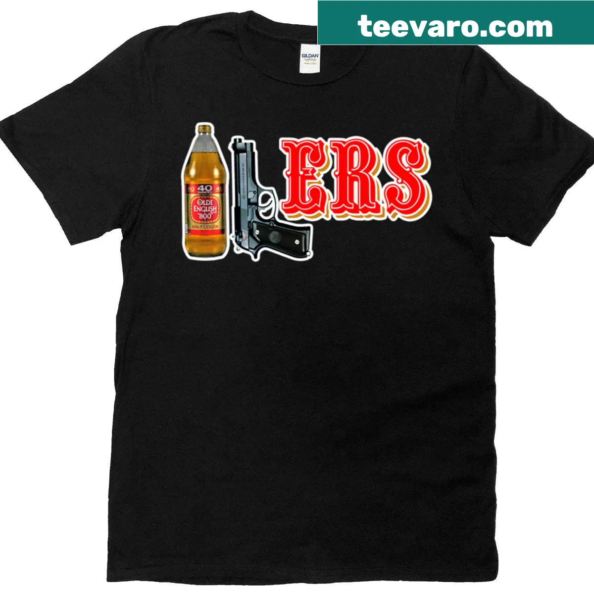 Illustration of 409 and a 40oz bottle on a T-shirt — on a men's t-shirt