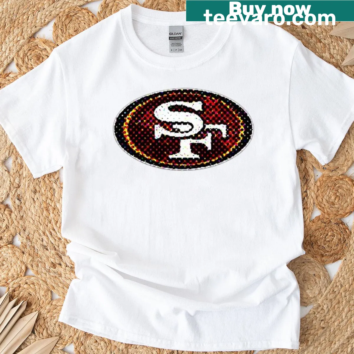 Oversized T-shirt featuring bold 49ers text — on a men's t-shirt