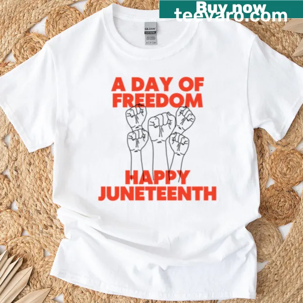 T-shirt celebrating Juneteenth with festive designs