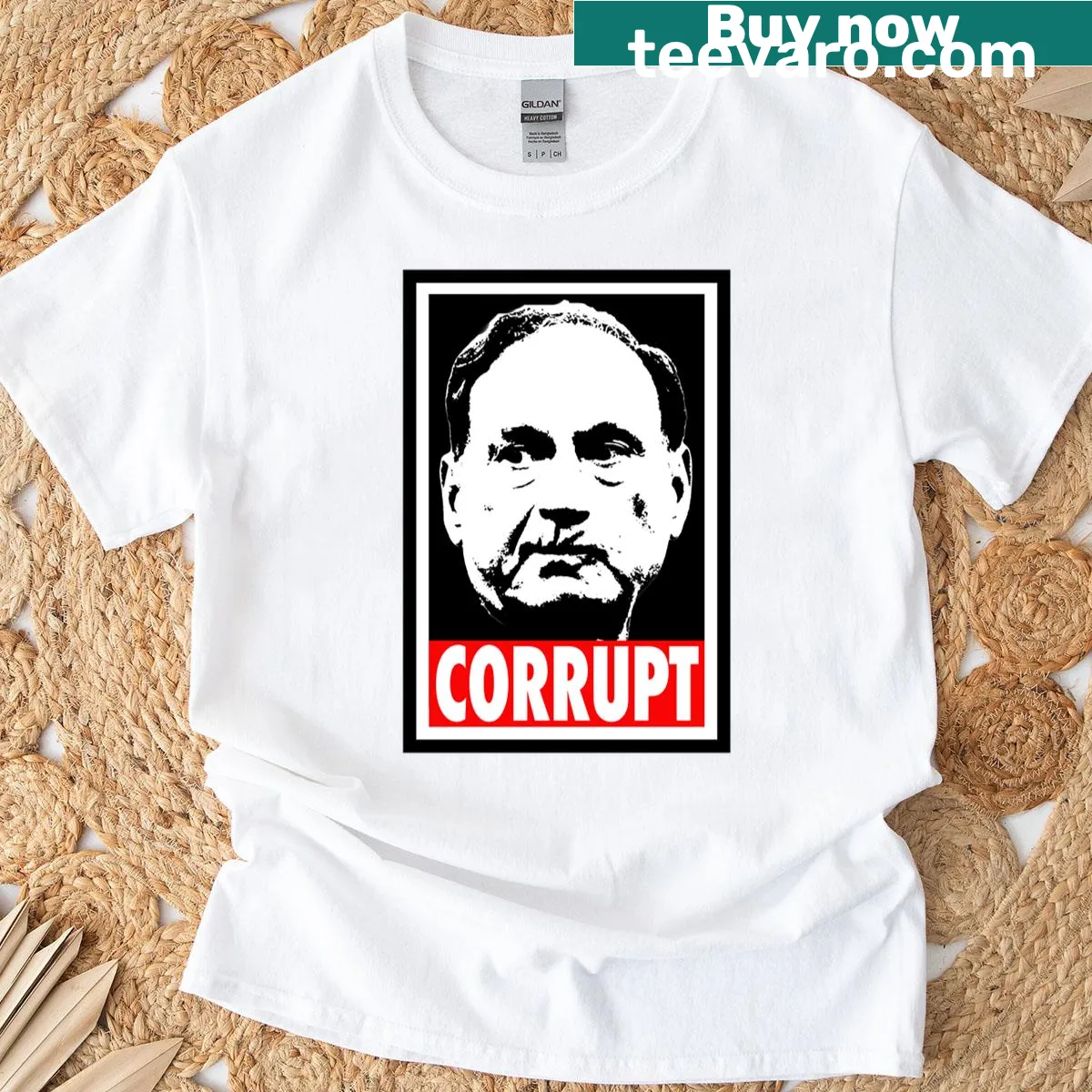 Graphic tee with bold text stating 'Alito Is Corrupt' — on a men's t-shirt