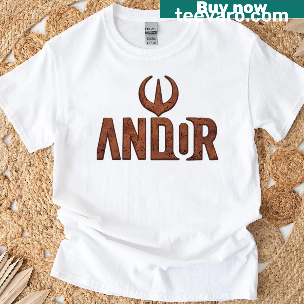 Raised logo from the Andor series on a T-shirt — on a men's t-shirt