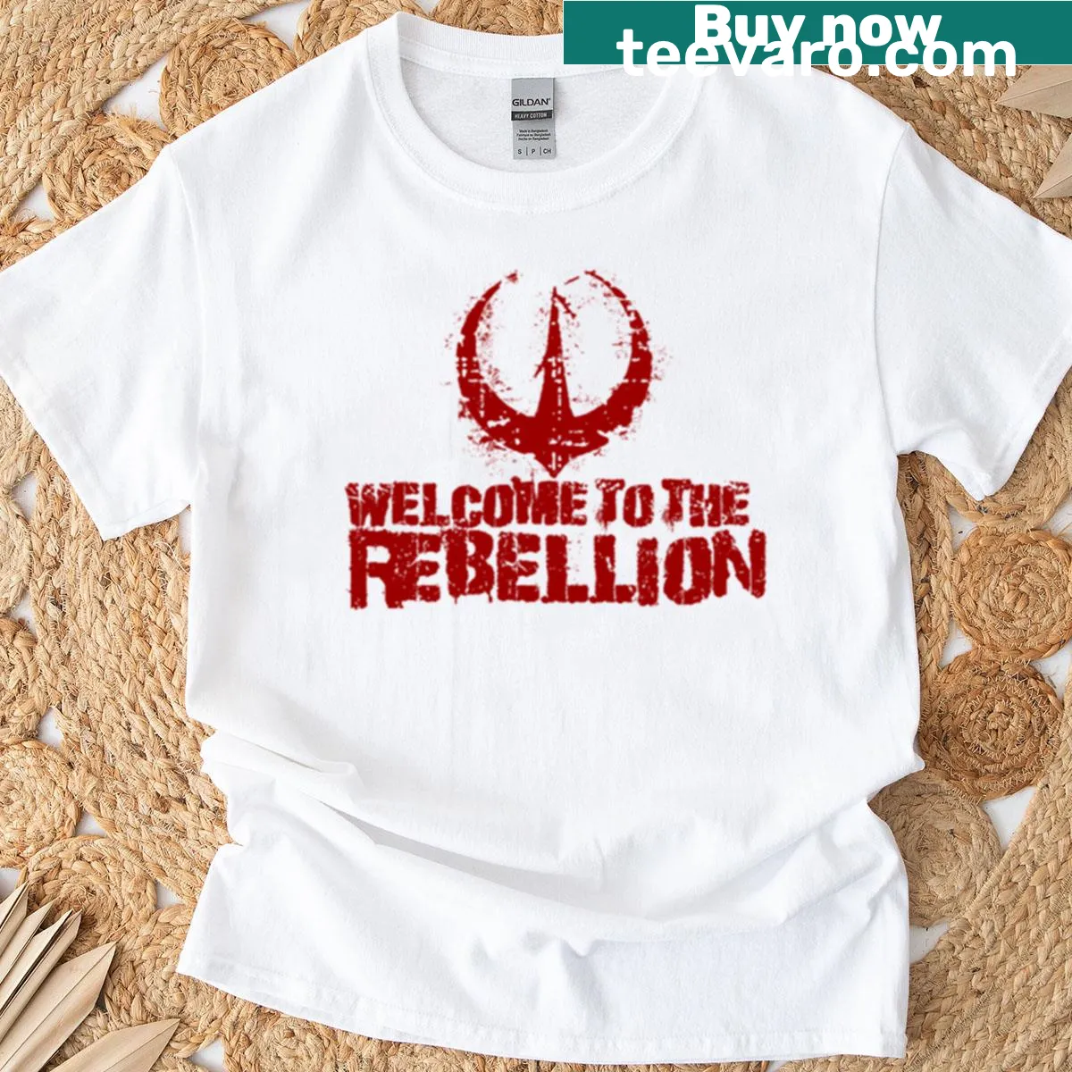 Inspirational 'Welcome To The Rebellion' text on a T-shirt — on a men's t-shirt