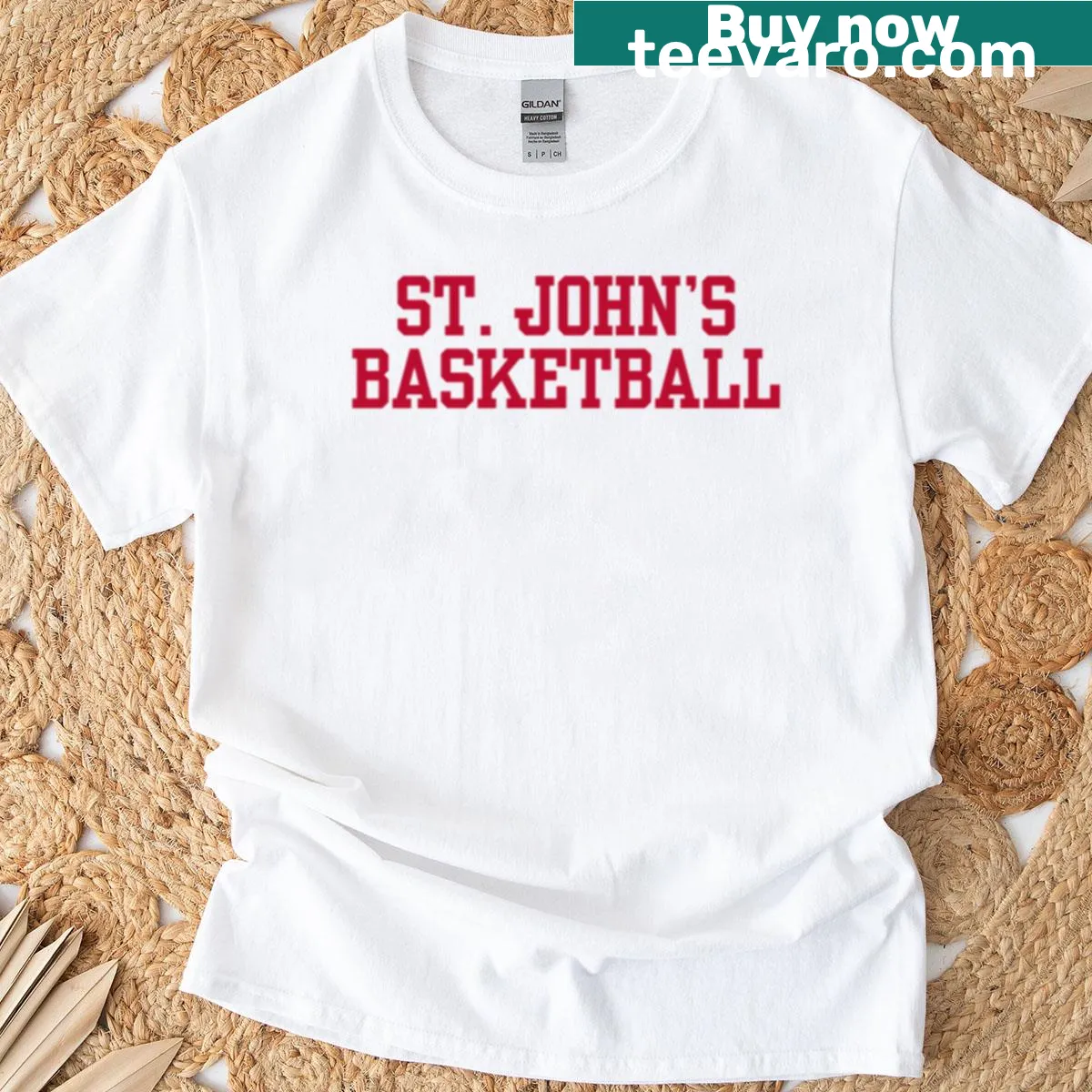 St. Johns University basketball logo t-shirt — on a men's t-shirt