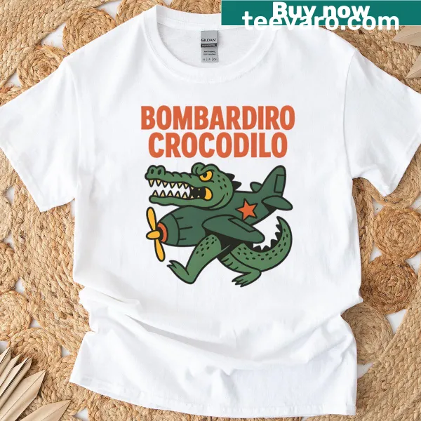 Oversized T-shirt featuring a playful cartoon crocodile graphic.