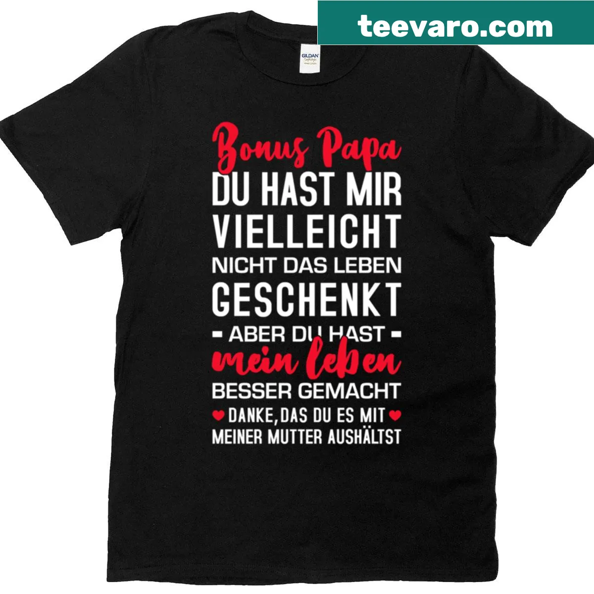 Sentimental T-shirt for dads with heartfelt German message — on a men's t-shirt