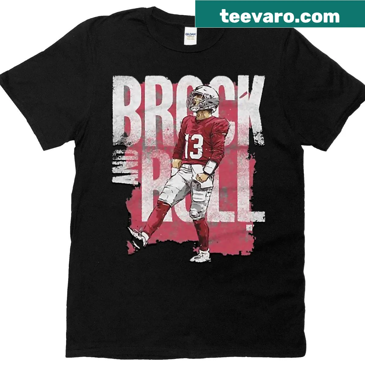 Vintage distressed T-shirt featuring Brock And Roll Purdy art. — on a men's t-shirt