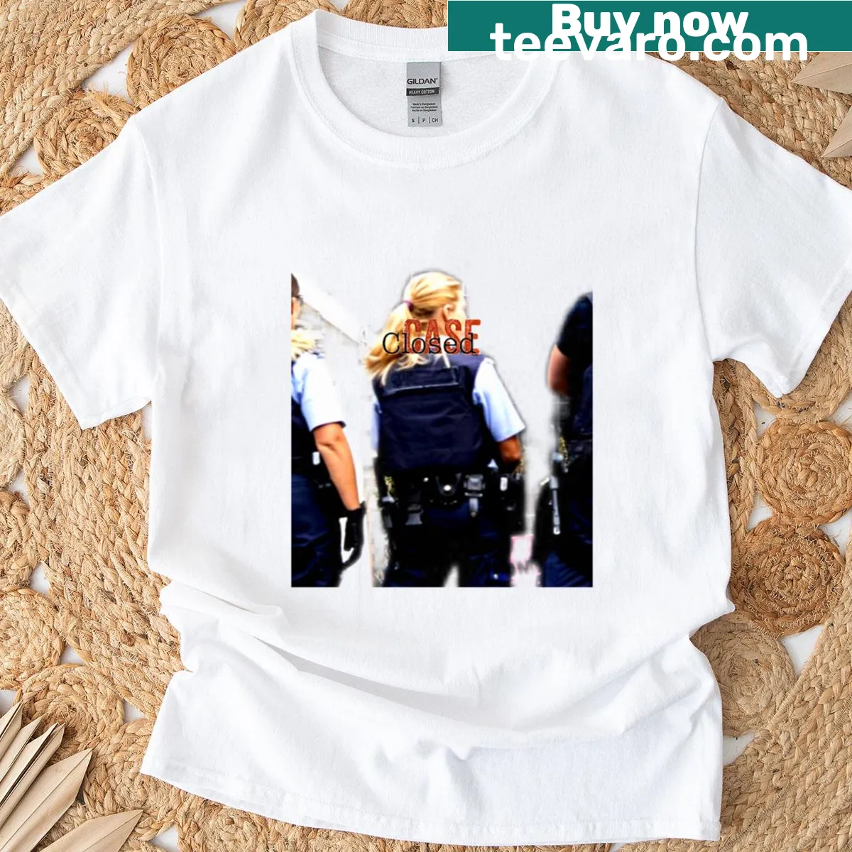 Text graphic saying 'Case Closed' on t-shirt — on a men's t-shirt