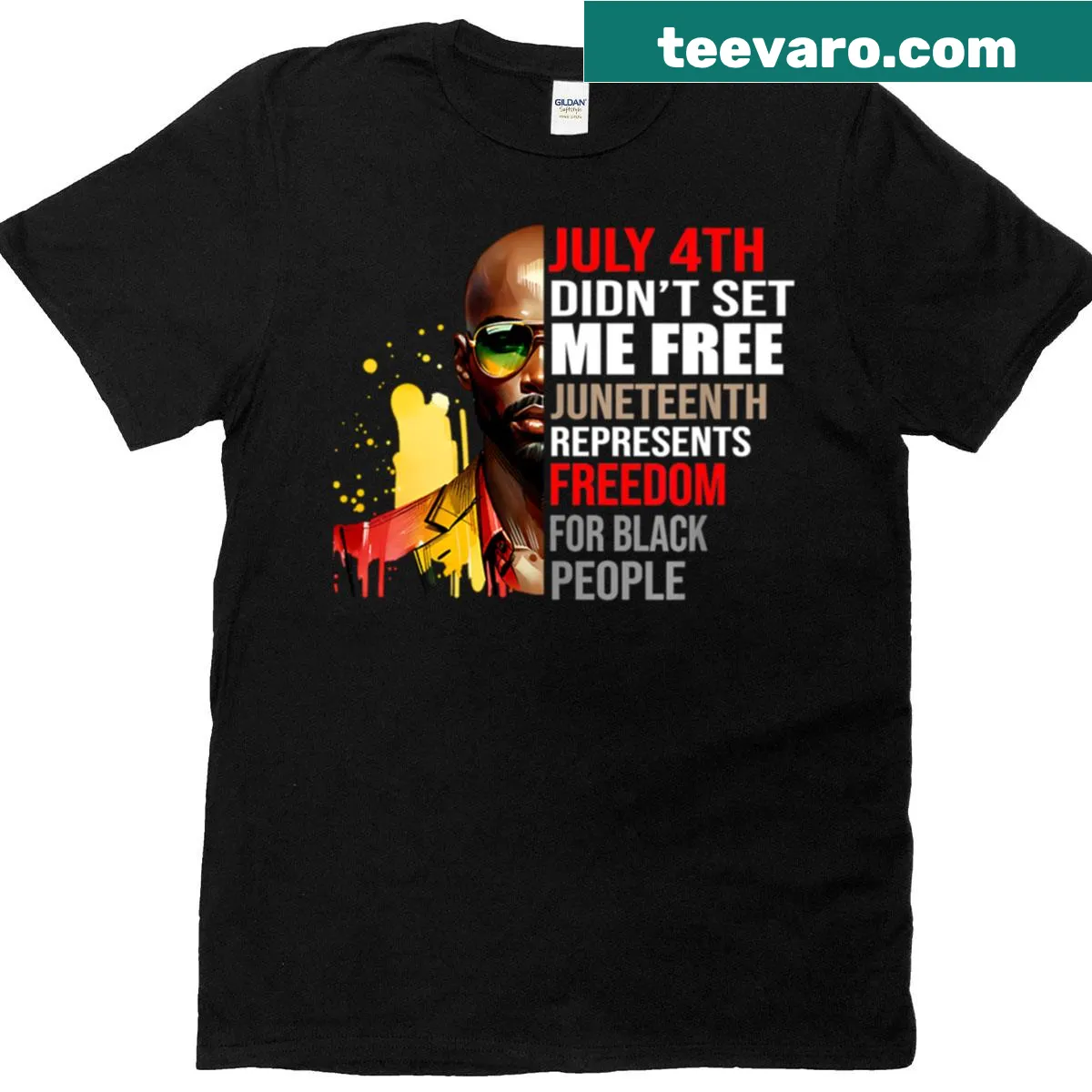 T-shirt celebrating Juneteenth with important text — on a men's t-shirt
