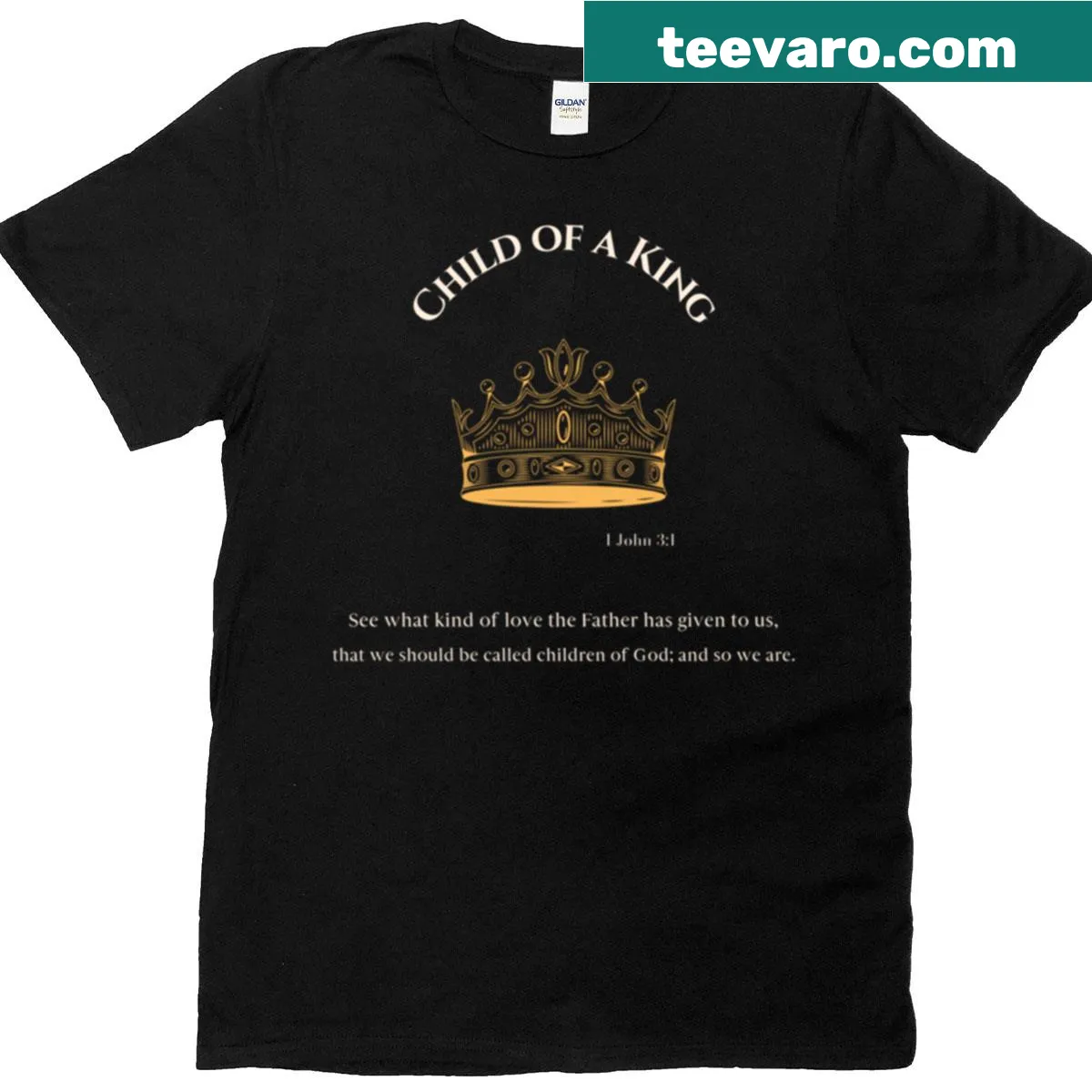 Oversized T-shirt with 'Child Of A King' text — on a men's t-shirt