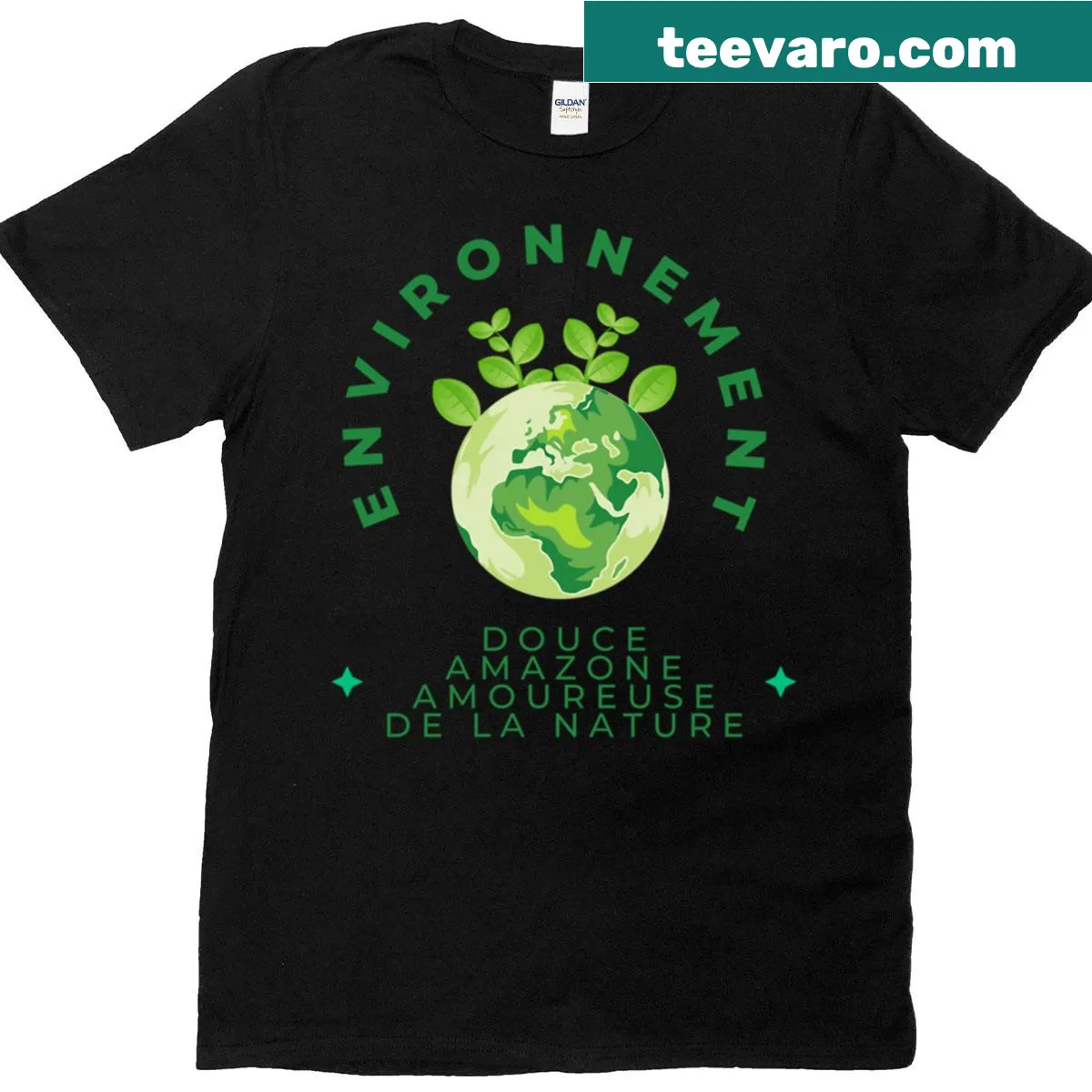 Eco-conscious oversized t-shirt with nature-themed illustration — on a men's t-shirt
