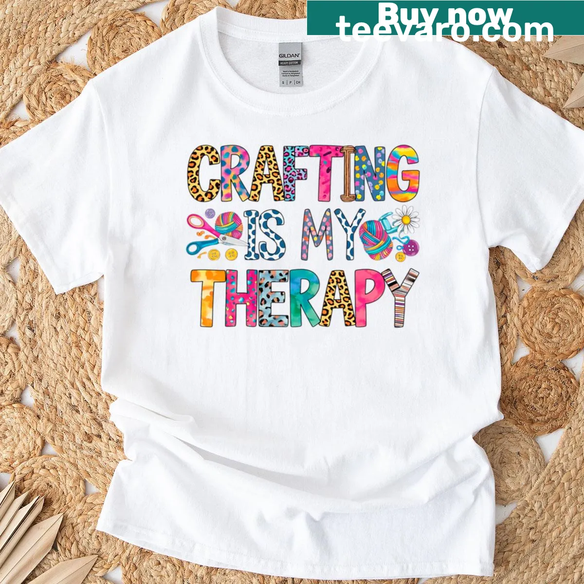 Crafting-themed T-shirt with therapeutic message — on a men's t-shirt