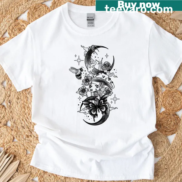 Wildlife-themed T-shirt featuring crescent shapes