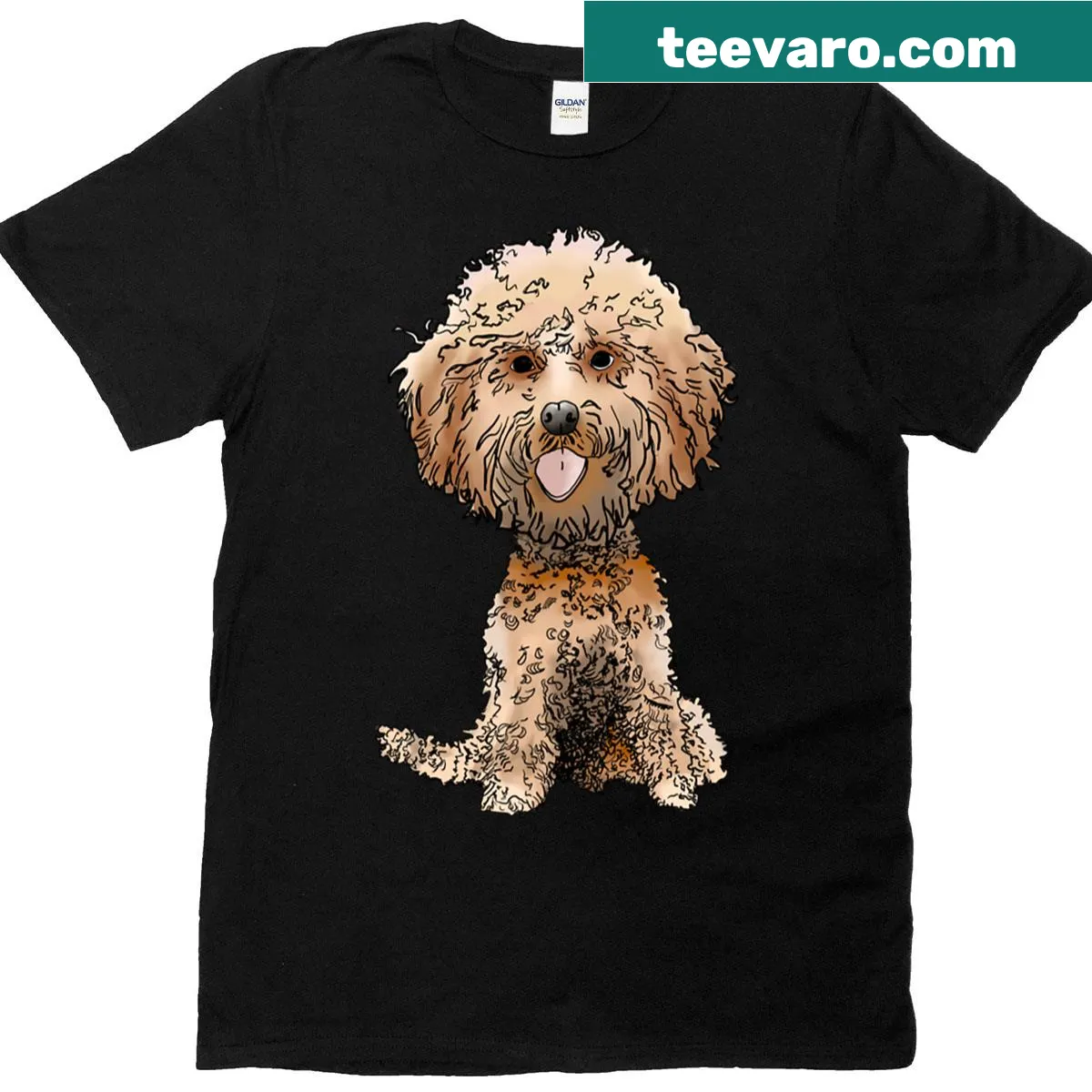 Cartoon T-shirt featuring a cute poodle puppy design — on a men's t-shirt