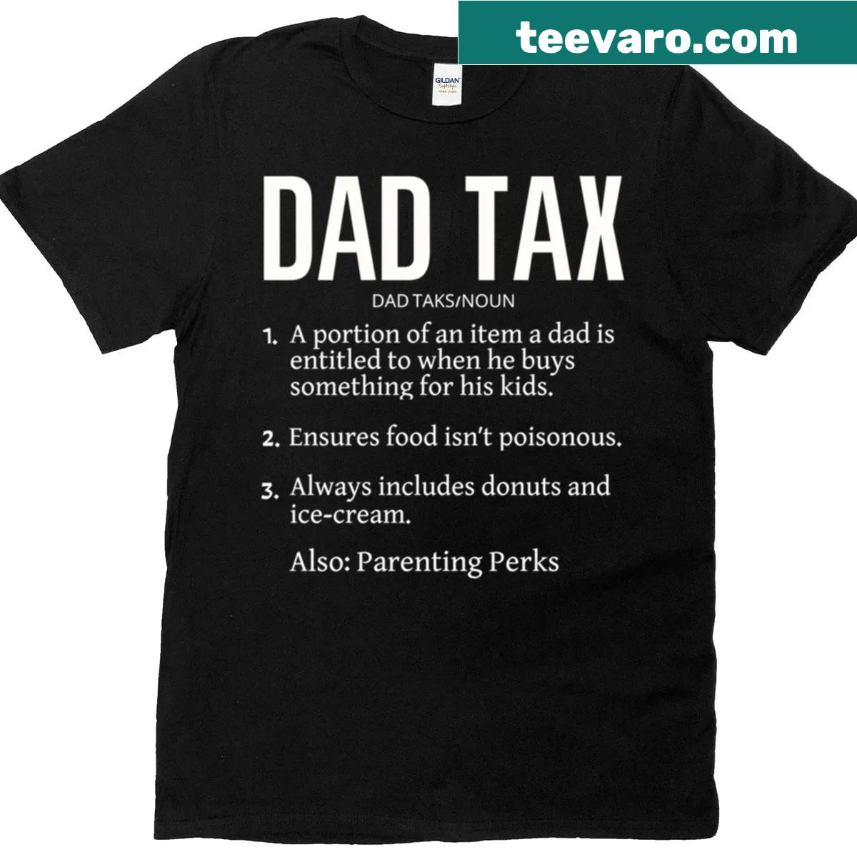 Humorous Dad Tax definition shirt for fathers — on a men's t-shirt