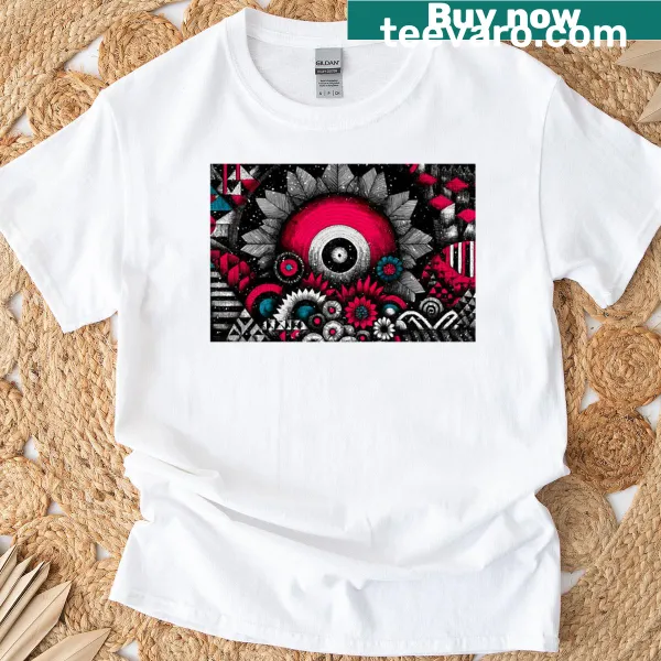 Nature-inspired graphic T-shirt with an ashen sun theme