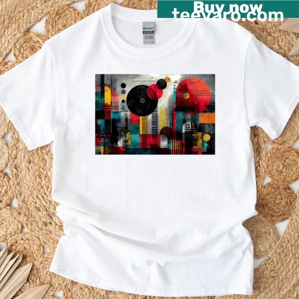 Illustrated T-shirt featuring a faded map design