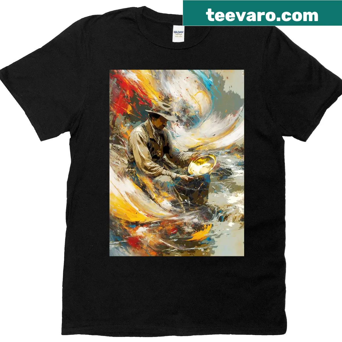 T-shirt featuring bold text 'Dreams Of Gold' — on a men's t-shirt