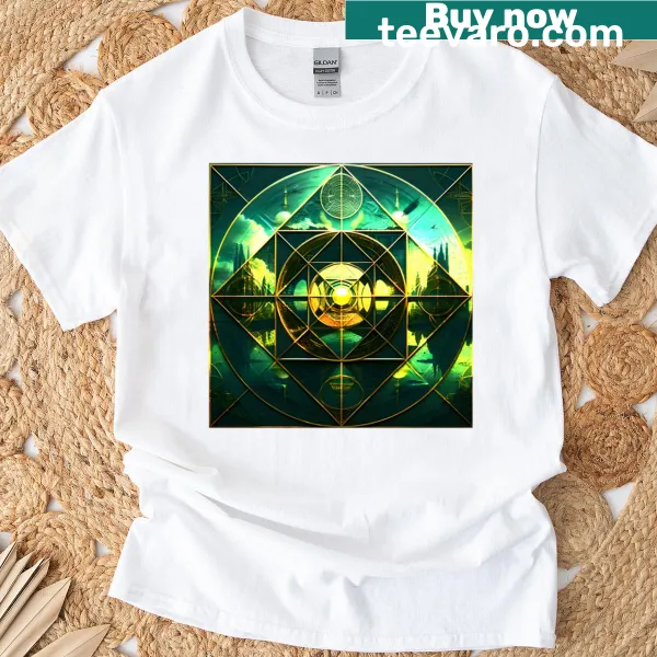 T-shirt with emerald sacred geometry design