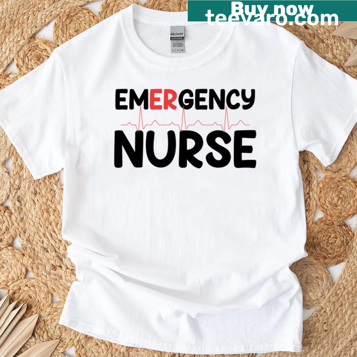 T-shirt with proud 'ER Nurse' typography design — on a men's t-shirt