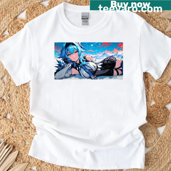 Illustrative T-shirt featuring Eula from Genshin Impact in a dynamic pose.