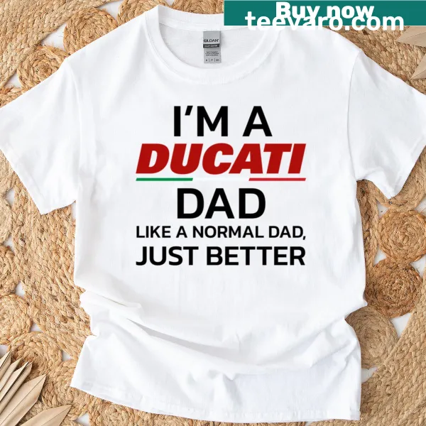 Vintage-style Ducati Dad T-shirt celebrating motorcycle culture.