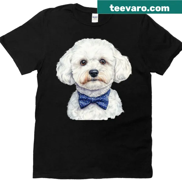 Oversized T-shirt featuring a Bichon Frise with a bowtie illustration.