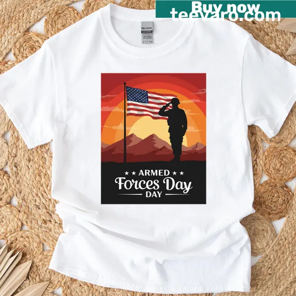 T-shirt with 'Unity In Service' message honoring armed forces.